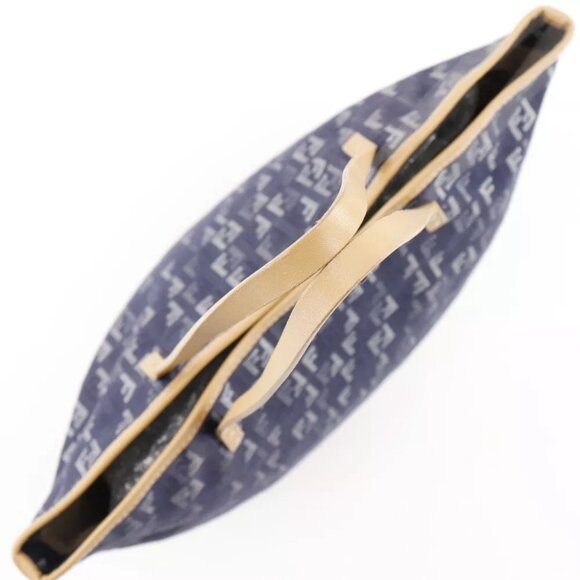 FENDI Zucchino Handbag Tote Bag Navy blue denim/leather Women - Picture 6 of 9